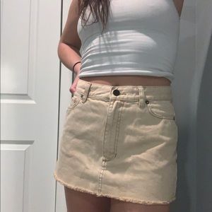 Free People Mini Short Beige Tan Denim Skirt